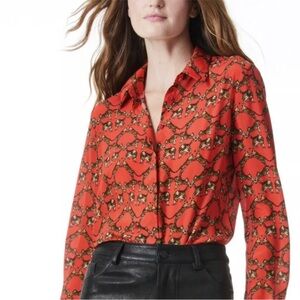 Alice + Olivia Silk Willa Button Down Collar